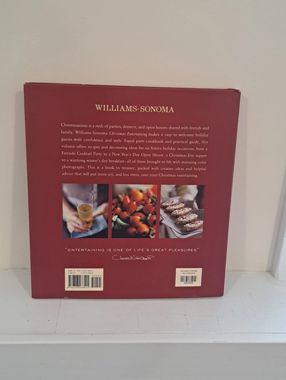2005 Williams Sonoma Christmas Entertaining Cookbook Holiday Party Recipes.
